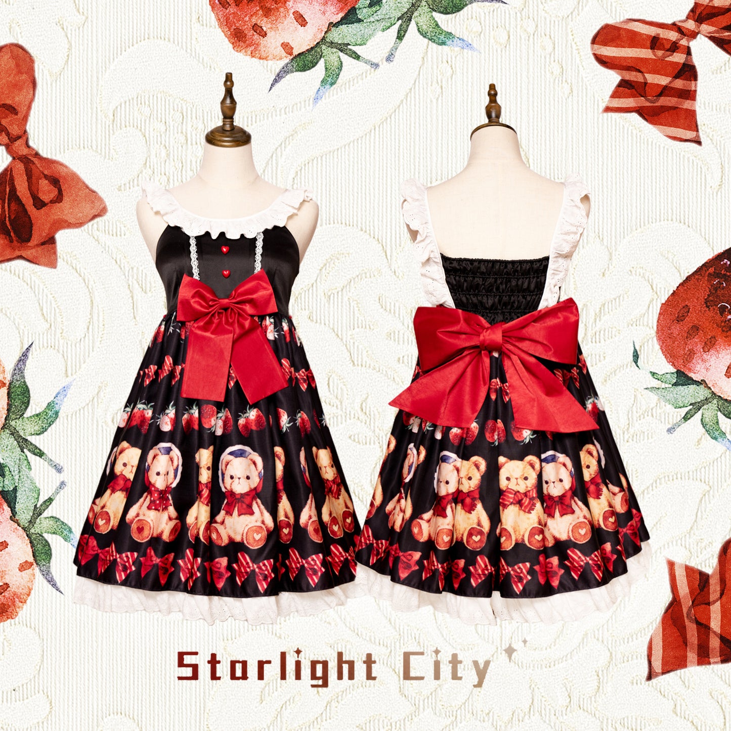 Teddy Strawberry Jumper Skirt