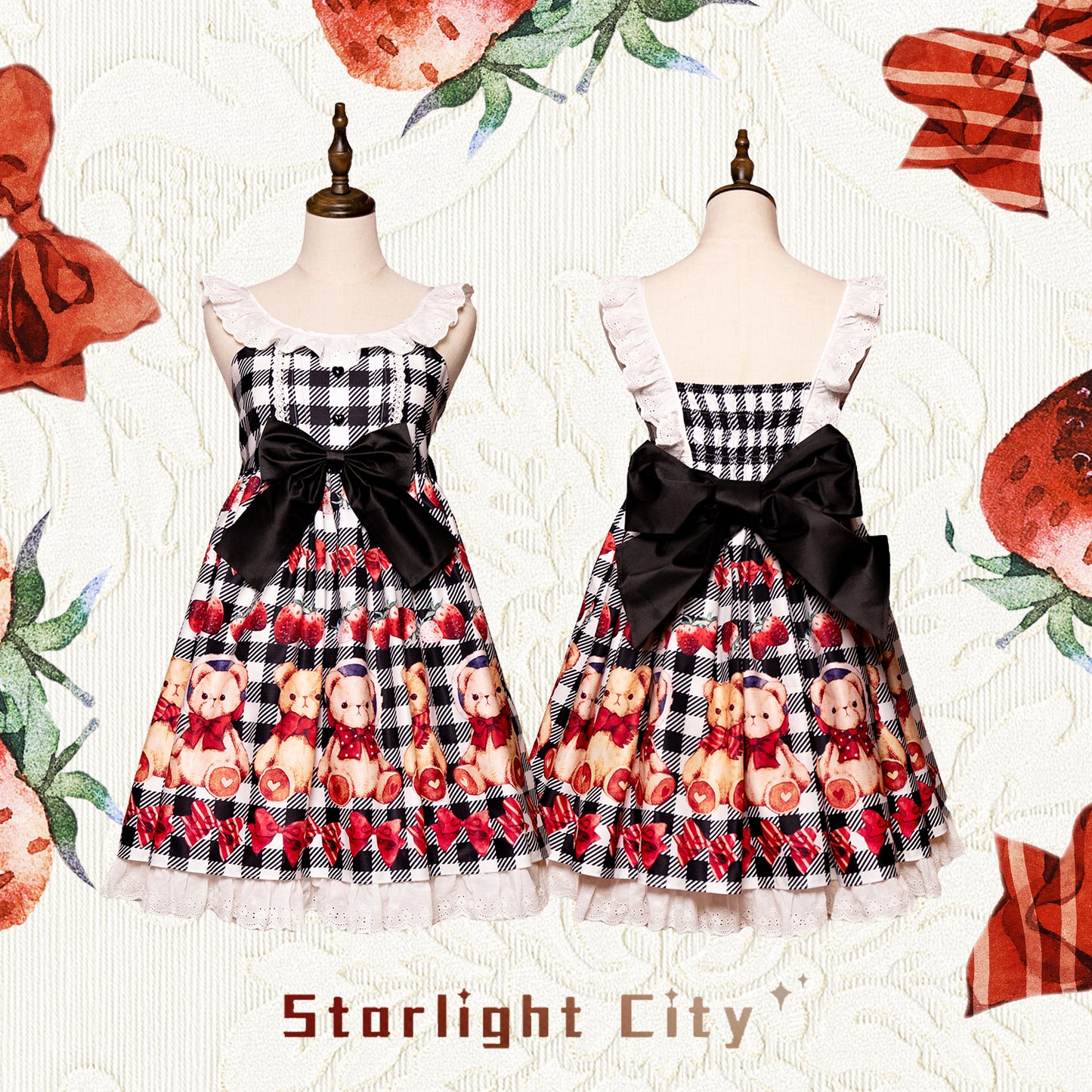 Teddy Strawberry Jumper Skirt